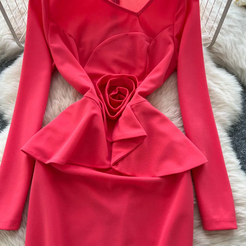 Sexy elegantes, langärmliges, gespleißtes Party-Bleistiftkleid für Damen, koreanische Abendkleider für Modezeremonie