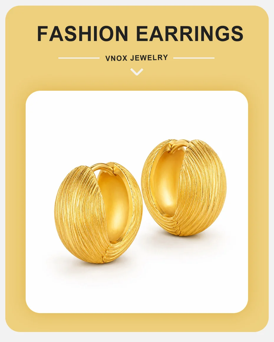 Vnox Europa Amerika Trendige Kugel-Creolen für Damen Elegante 18K Vergoldete Huggie-Ohrringe Klobige Ohrstecker Statement-Schmuck – Detail 1