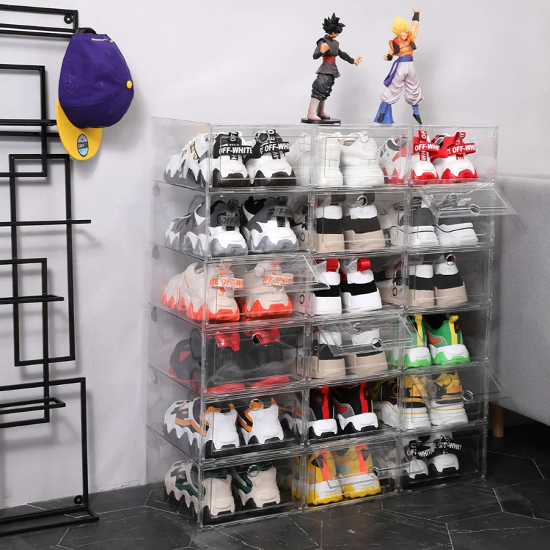 customized.Transparent Acrylic Sneaker Shoes Shoe Rack Racks Box Boxes Shef Home Storage Organizer Plastic Cabinet With Ma