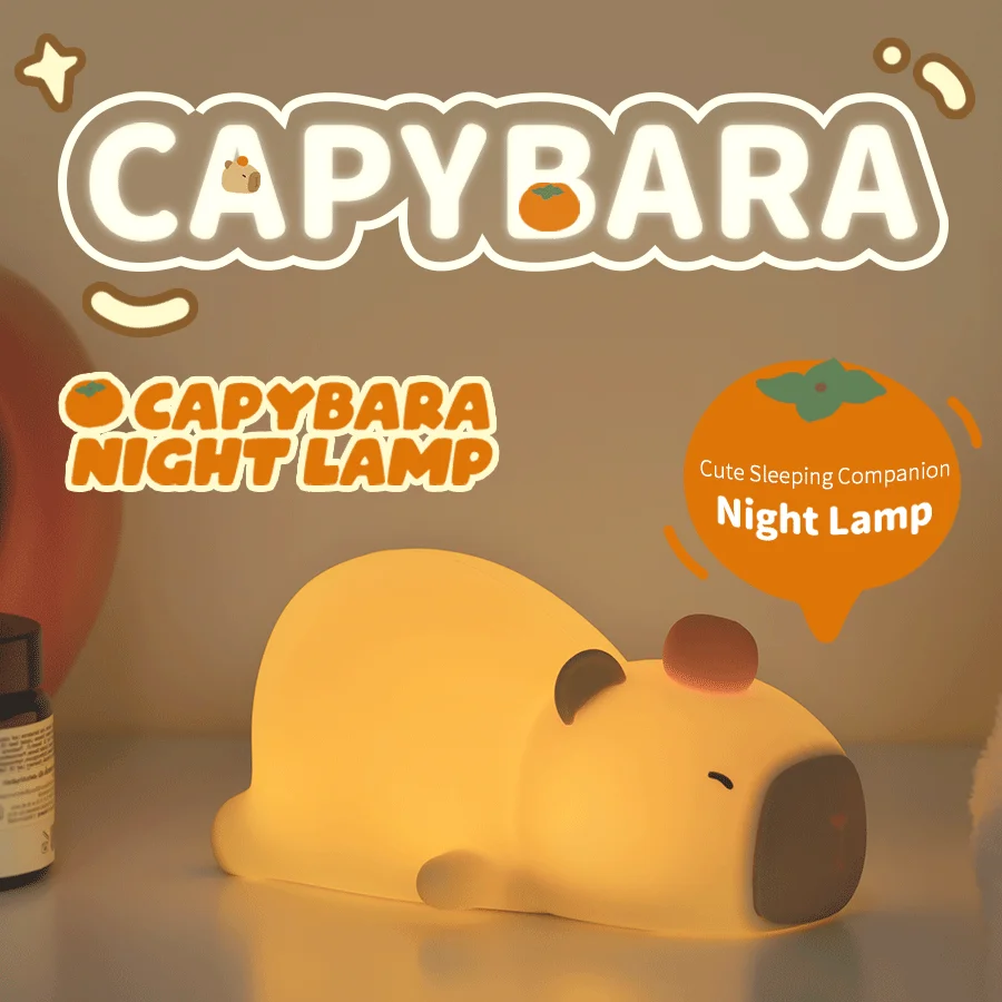 

Rechargeable Night Light Cute Cartoon Capybara Silicone Night Light Timing Dimming Light Children Birthday Gift Bedroom Decor