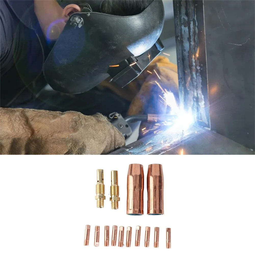 14pcs Professional Brass MIG Welding Nozzle Standard Size Welding Machine Accessories Gasless Nozzle For Professional Welding