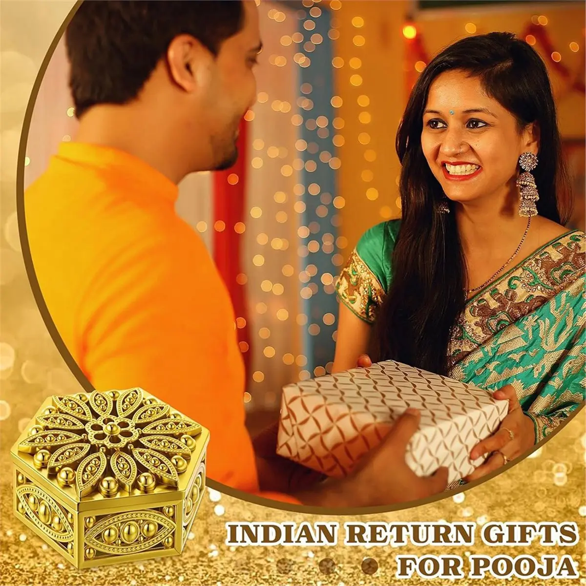 36 peças presentes de retorno indiano para pooja em massa oco hexagonal caixas de doces decorativas recipientes de doces