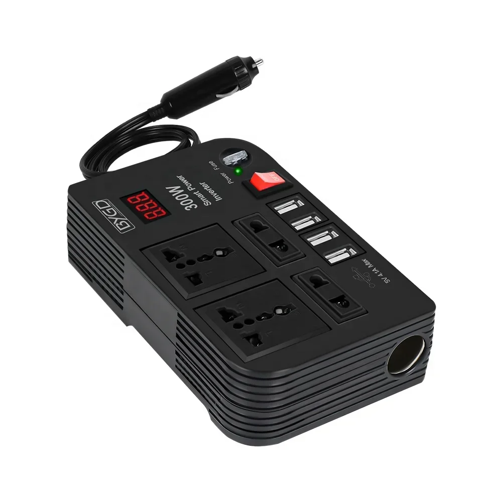 

car battery inverter 12V to 220V digital display solar car inverter 300W high power car charger Modified Sine Wave Inverter