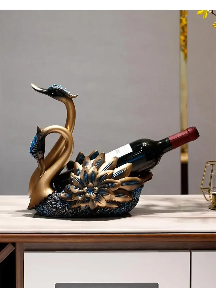 Creativity Resin Swan Dolphin Wine Rack Leopard Home Storage Ornaments Animal Figurines European Style Decoration