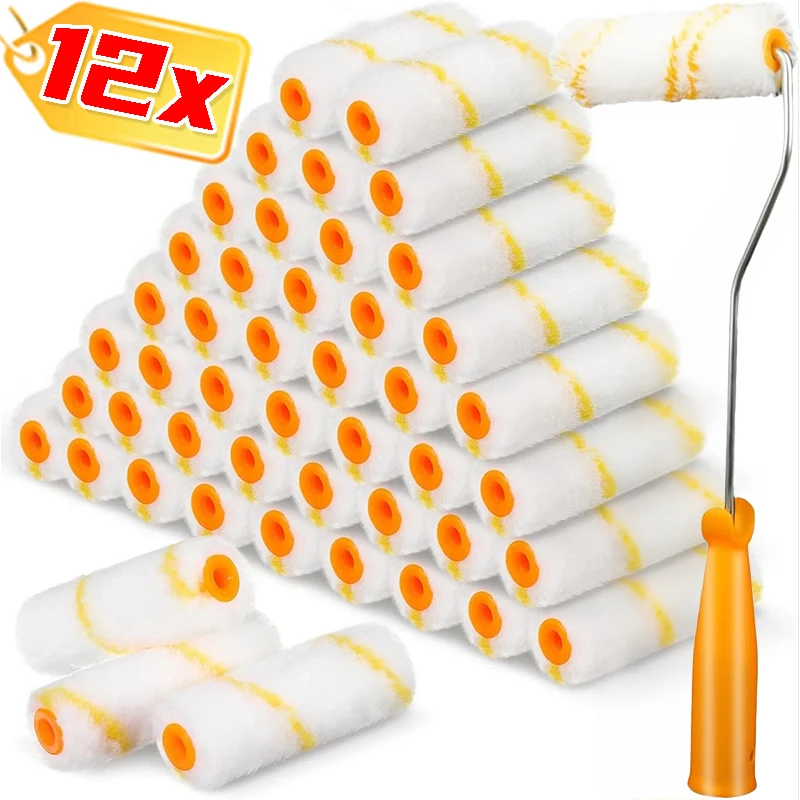 

12/6pcs Paint Roller Kit Paint Rollers with Covers Painting Decorating Brushes for Wall Construction Furniture Home Repair Tools