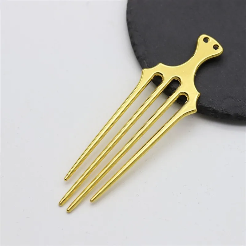 Retro 4 Teeth Comb Silver/Gold Color Hairpin Hair Wear Vintage for Women Girls Ponytail Holder Hair Clip Jewelry Accessories