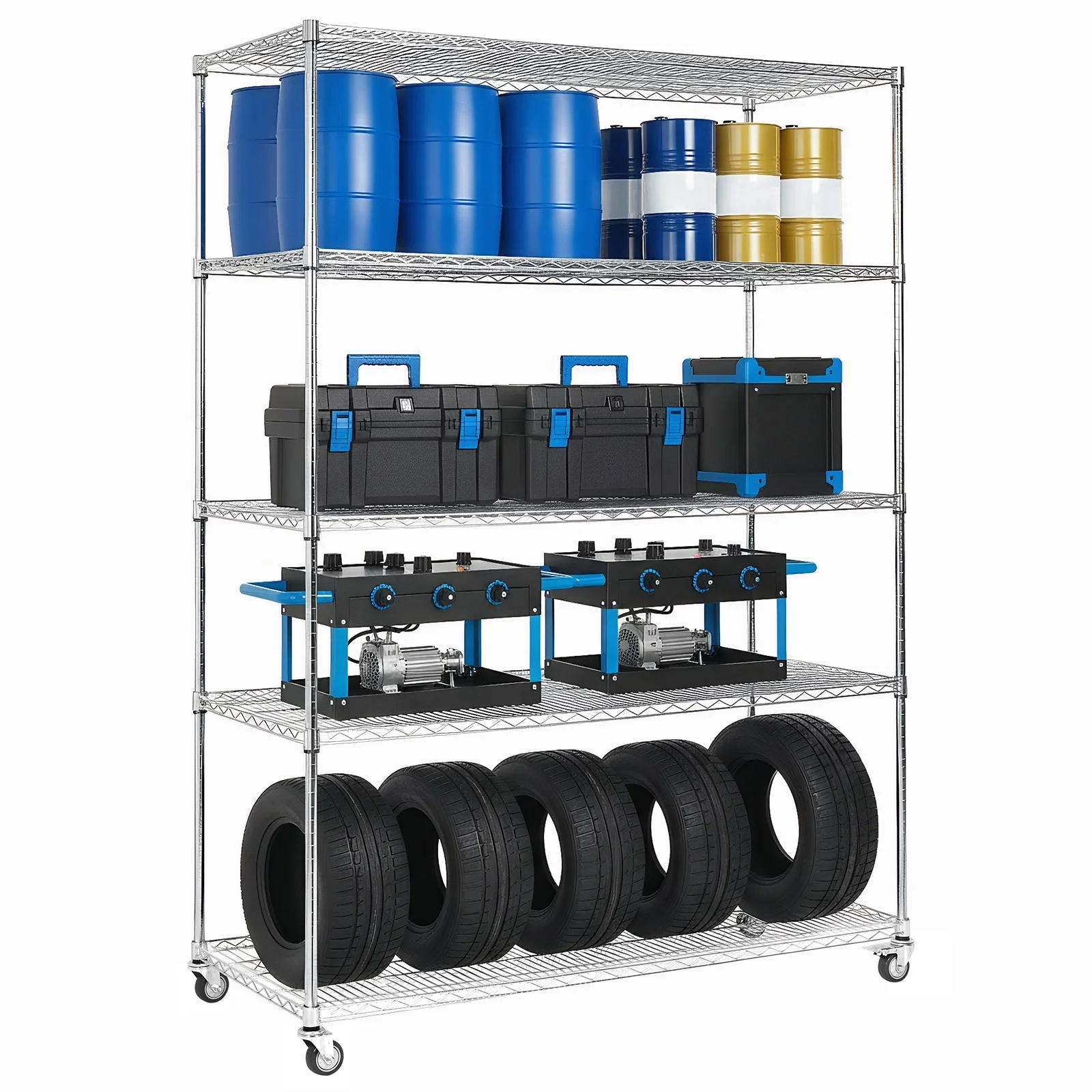 

Пятиуровневая передвижная полка для хранения грузов до 7500 фунтов (1518x609x2000 мм) ​ Стеллажи и полки для складов, кладовок, кухонь, школ