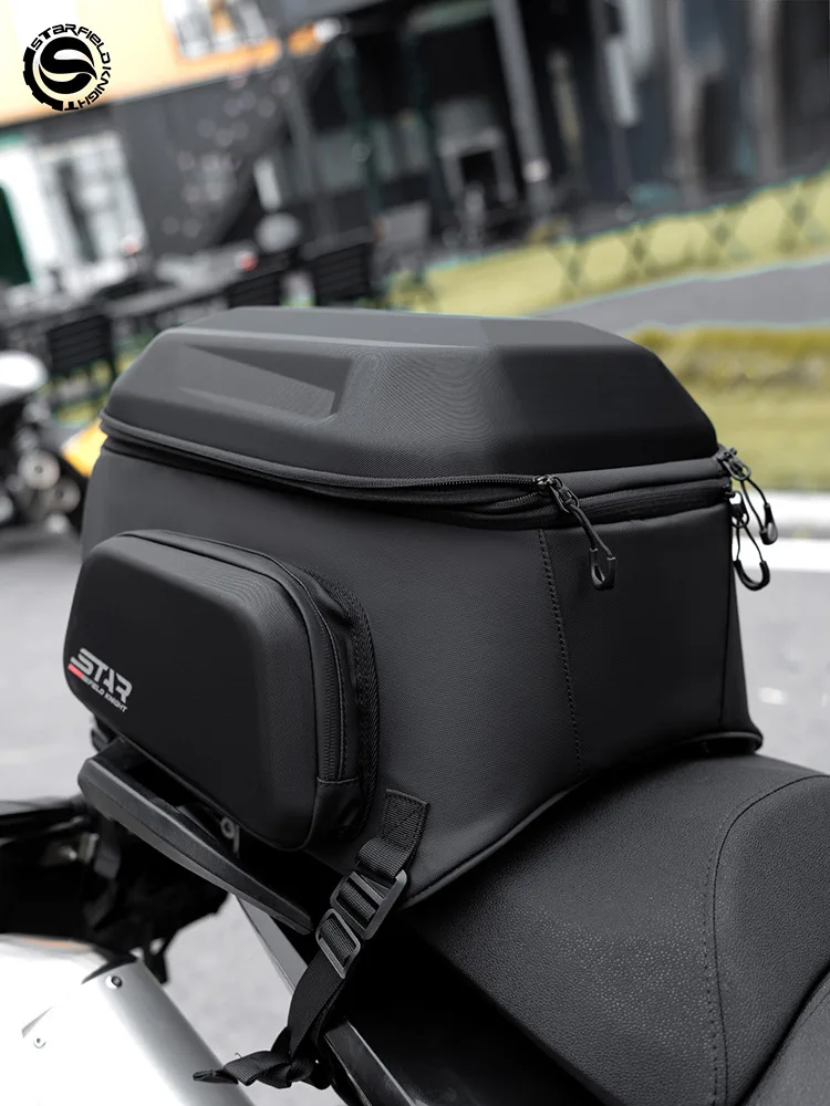 Motorcycle Rear Seat Bag 54L Full Helmet Tail Bag Riding Backpack Motorcycle Shoulder Hard Shell Helmet Bag