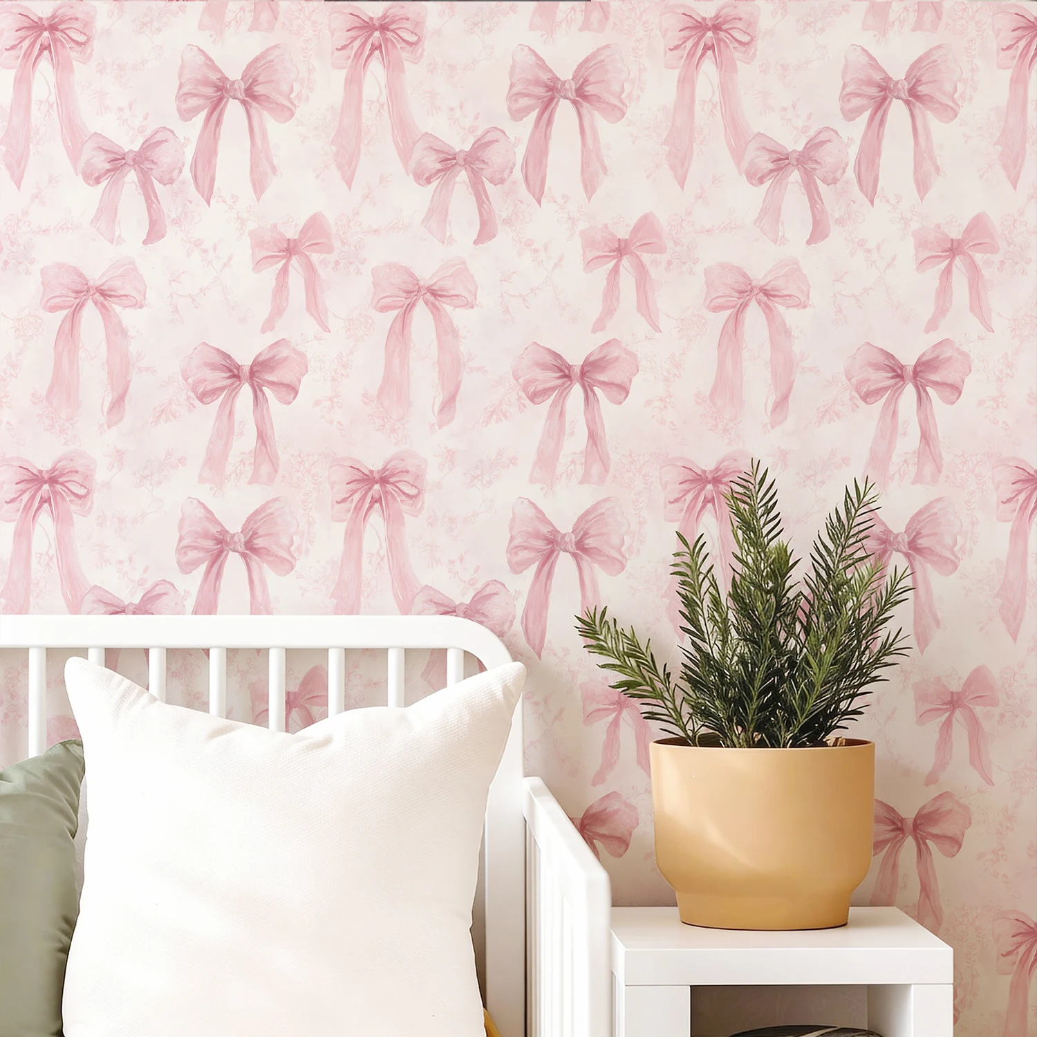 

Cute Pink Girl Bow Self-adhesive Vinyl Wall Decoration Gentle Bow Peel and Stick Butterfly Wallpaper Waterproof Cabinet Sticker