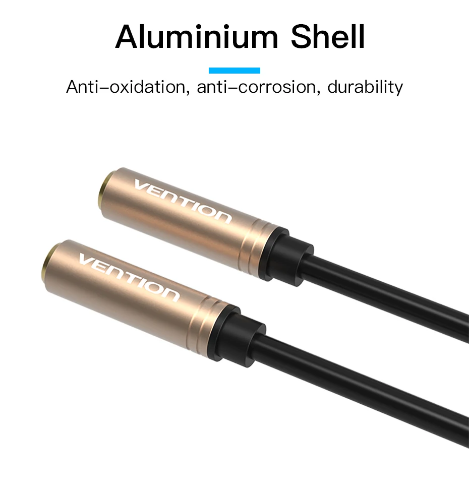 Vention Jack 3,5 mm Buchse auf Buchse Stereo-Audiokabel, vergoldetes Aux-Verlängerungskabel für Kopfhörer, Laptop, Telefon, PS3, Aux-Kabel – Detail 7