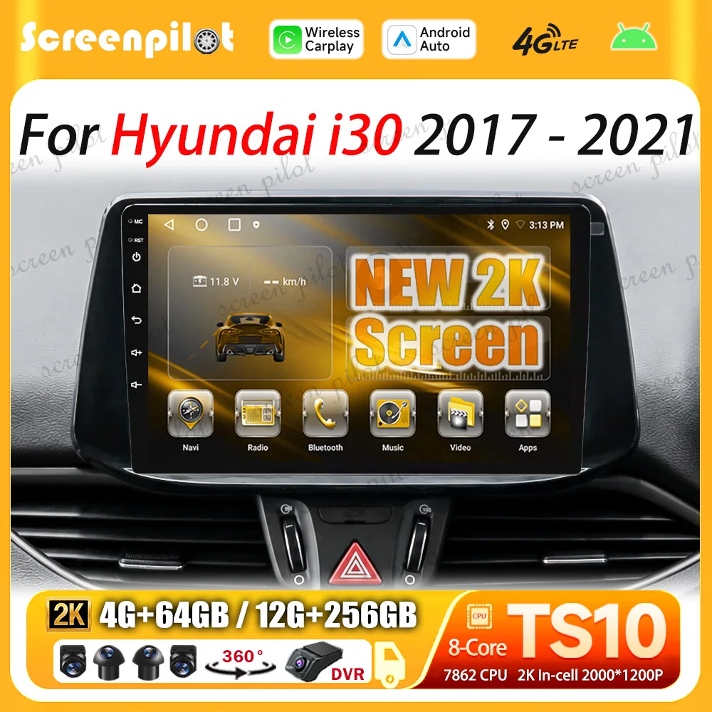 Android 16 For Hyundai I30 2017 2018 2019 2020 2021 Stereo Head Unit Mirror Link GPS Navigation Bluetooth Touch Screen Wifi RDS