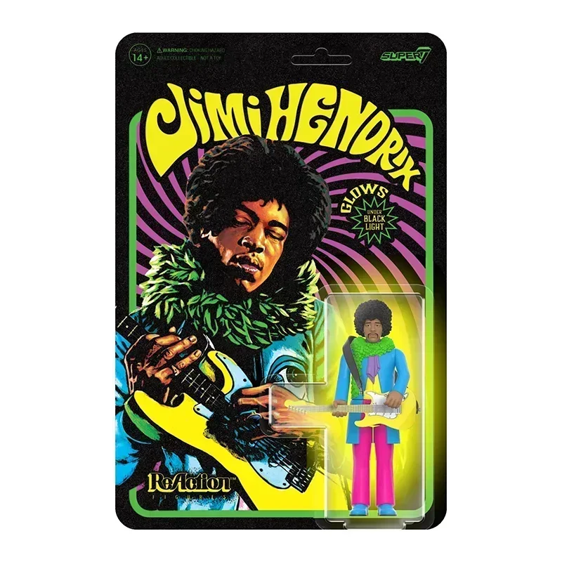 In Stock Super7 3.75 Inch The Jimi Hendrix ReAction Fgiure Halloween Toy Doll Collectible