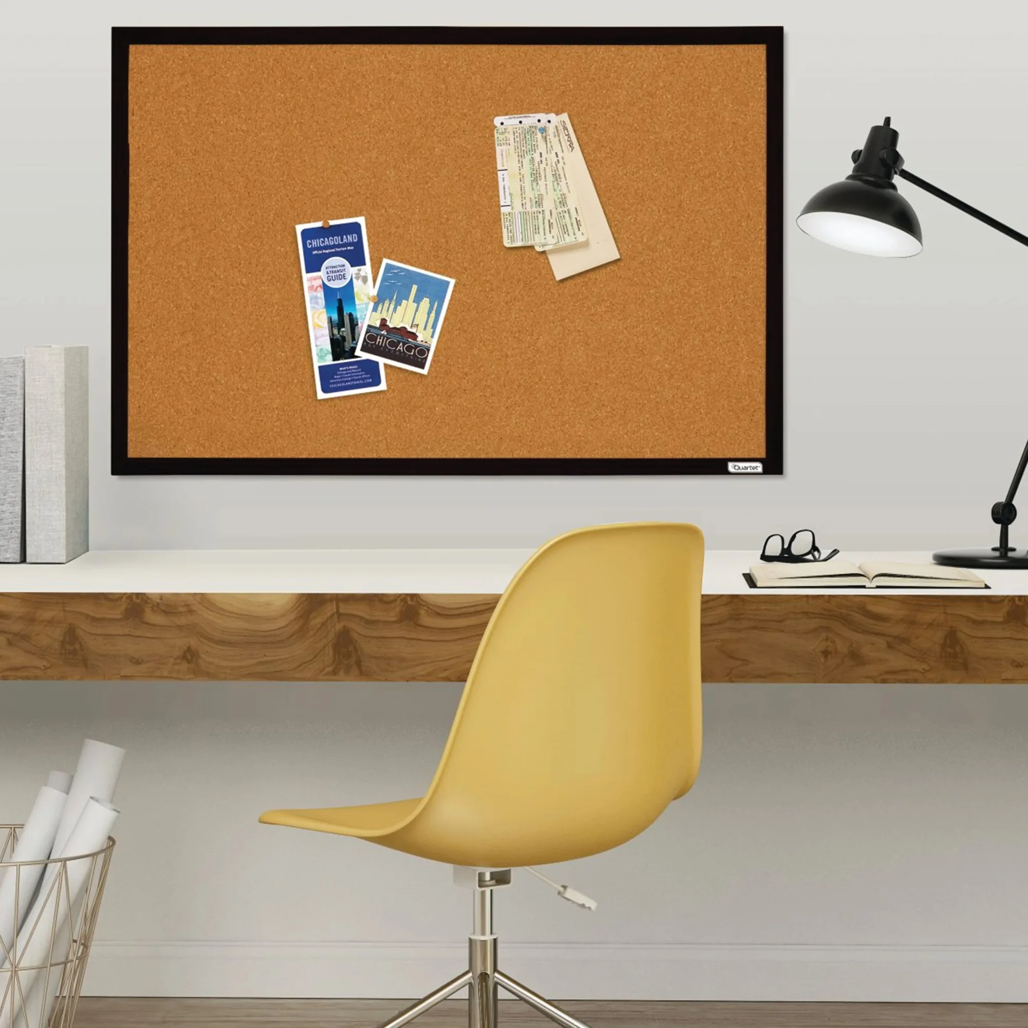 (4 шт.) Пробковая доска объявлений, 24 x 36 дюймов, черная рамка