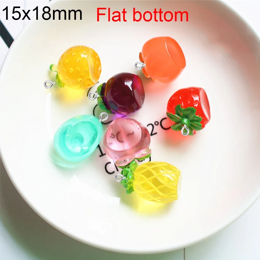 10PCS Semi 3D Clear Fruit Series Flat Back Charms For Earrings Bracelet Hairpin DIY Jewelry Pendants Decoration Accessories