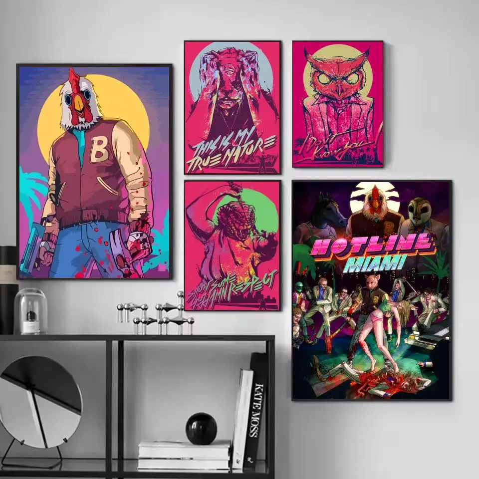 الخط الساخن ميامي عمل اللوحة الخط فرملس قماش جدار الفن مثالية للديكور المنزل هدايا العيد #3