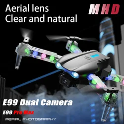 Drone MHD E99 con luci a LED Atterraggio da decollo con una chiave 360 °   Giocattolo volante WiFi FPV con riconoscimento facciale a doppia fotocamera con rilevamento della gravità ribaltabile