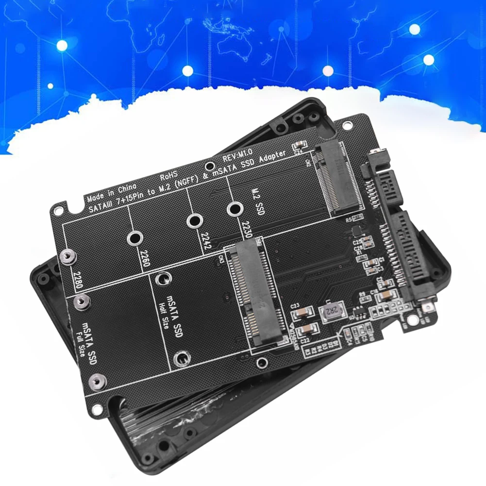 Combo M.2 NGFF B-key y MSATA SSD a SATA 3,0 convertidor de carcasa adaptador tarjeta SSD funda compatible con 2230 2242 2260 2280 SSD