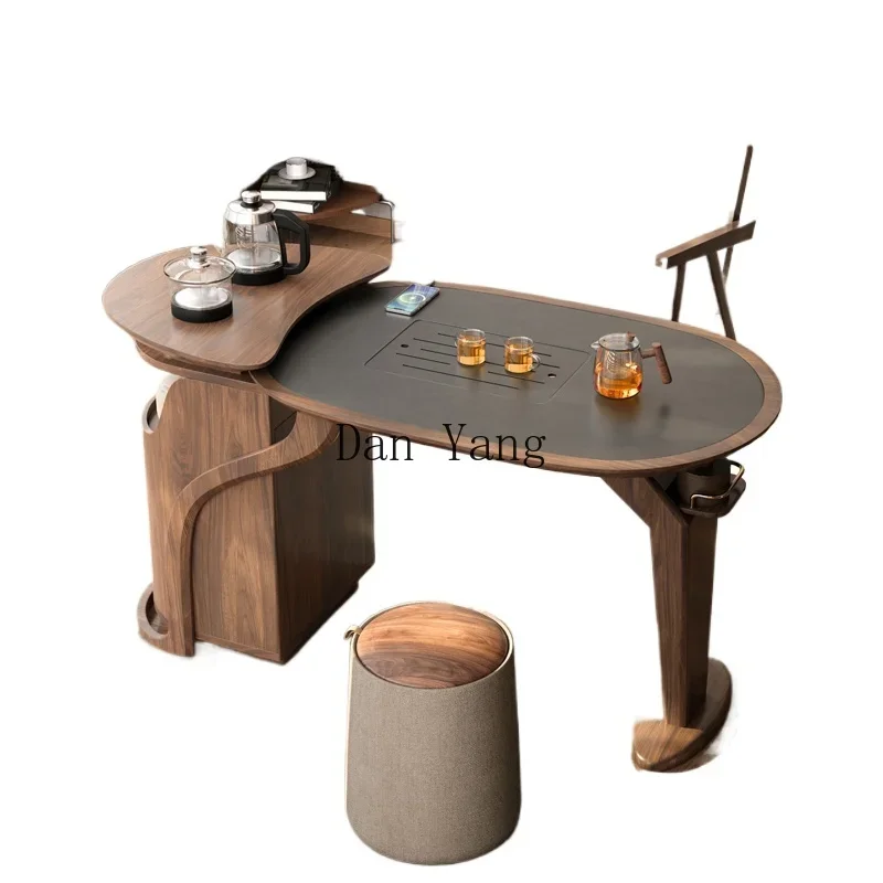 YJ solid wood balcony tea table household new Chinese small apartment modern simple rock slab tea table