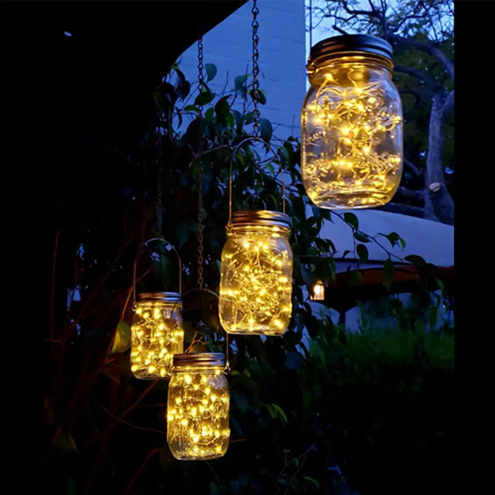 Lampada solare per barattolo di vetro decorazione lanterna cortile onda bottiglia luce utilizzata ovunque all'interno o all'esterno pieghevole resistente alle intemperie