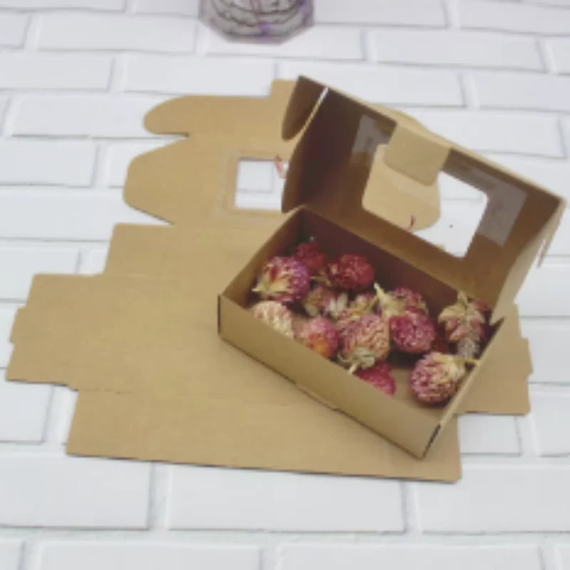 Fensterbox 10 Stück DIY Kraftbox mit Fensterpapier Geschenkbox Kuchenverpackung für Hochzeit Zuhause Party Muffinverpackung Weihnachtsgeschenke – Detail 3
