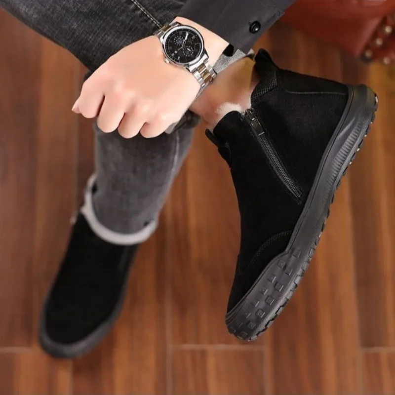 Winter Men's Shoes Plush Warm  - Suede Loafers Men บทวิจารณ์และราคา
