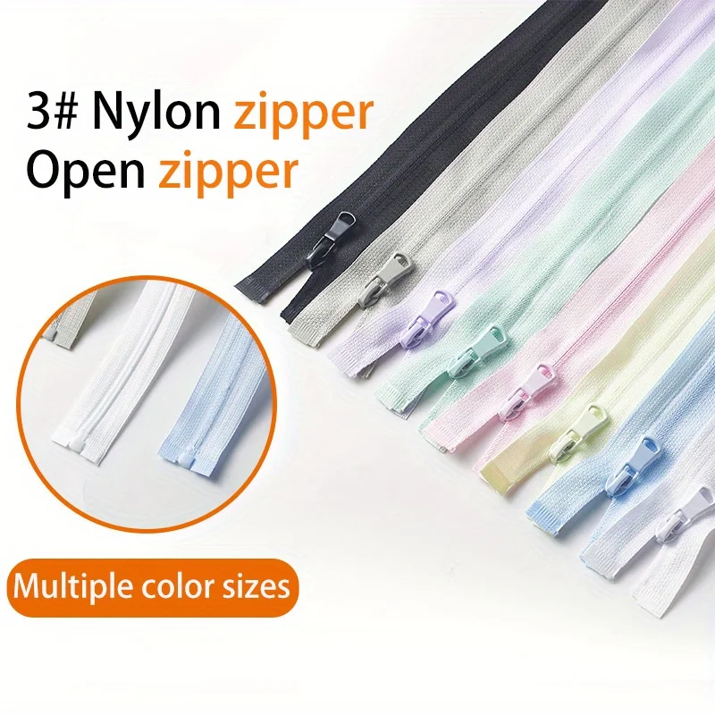 3pcs3#Nylon Reverse Open-End Zippers Multi-Color Assortment Premium Sewing Supplies for Sportswear & Sun Protection Clothing DIY