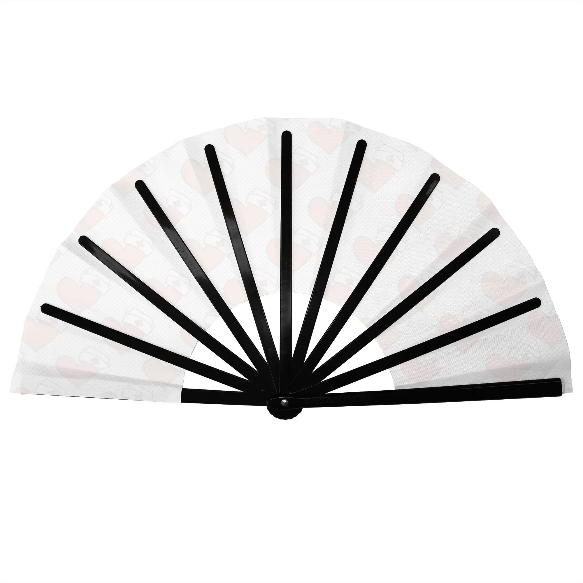 Smaller Red Valentine Hearts Nurse Cap Stylish Hand Fan  Men  Printed Polyester Fan Vintage For Sports Events Gift
