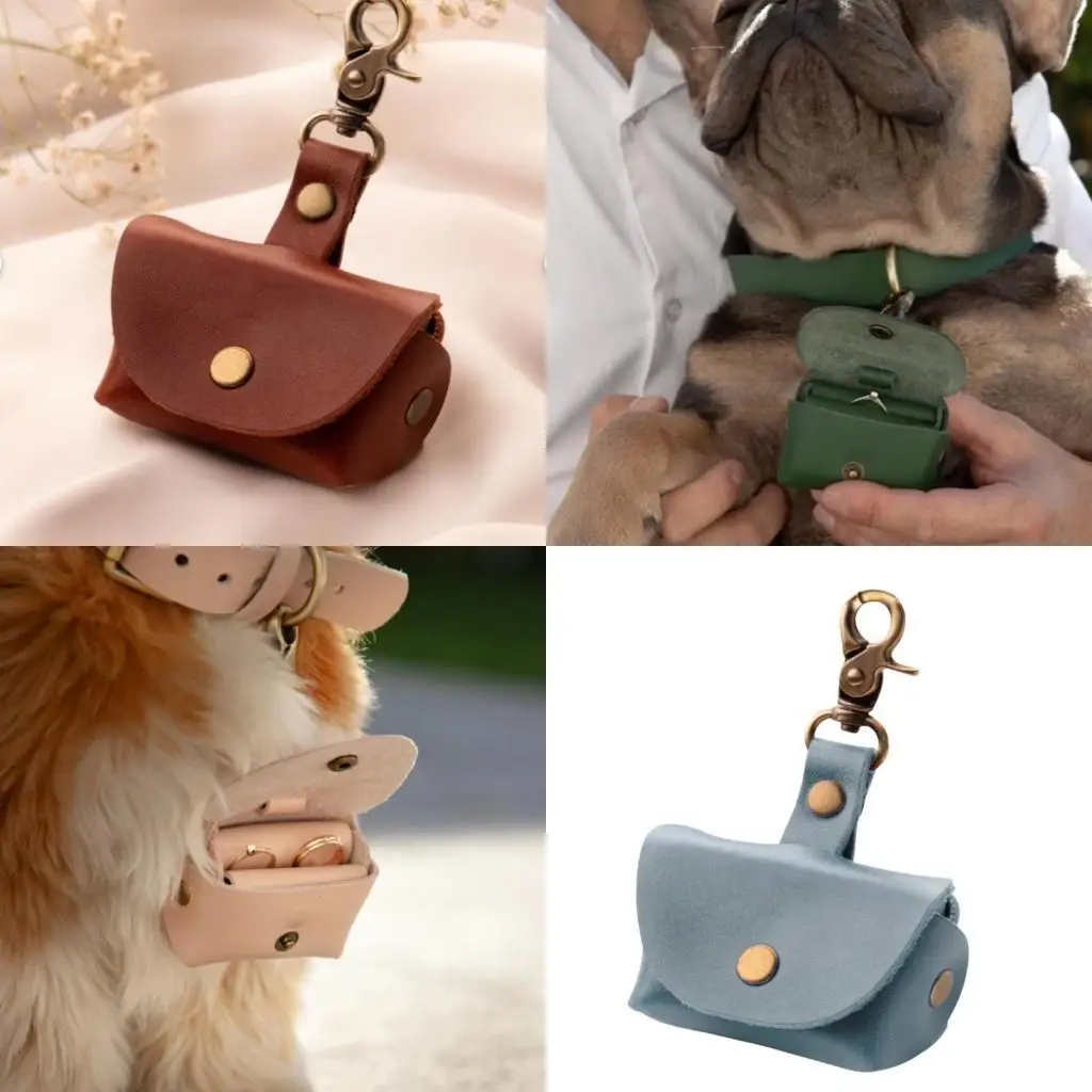 

J78F Кожаный ящик для хранения колец для обручальных колец, аксессуары для ошейников для собак