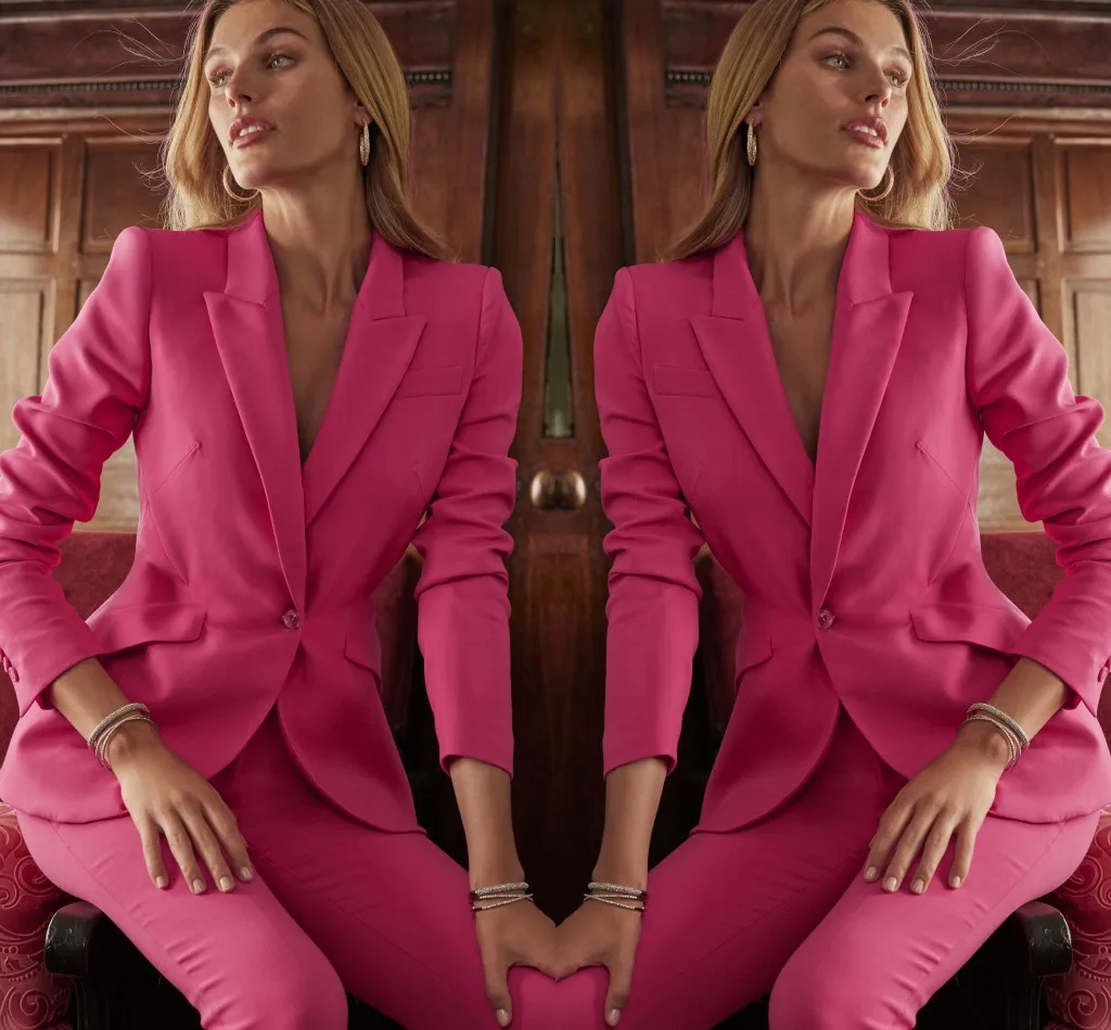 Elegant Women's Evening Dresses Suit Gowns Peaked Lapel One Button Jacket Pants For Female Satin 2 Pieces Suit Customized