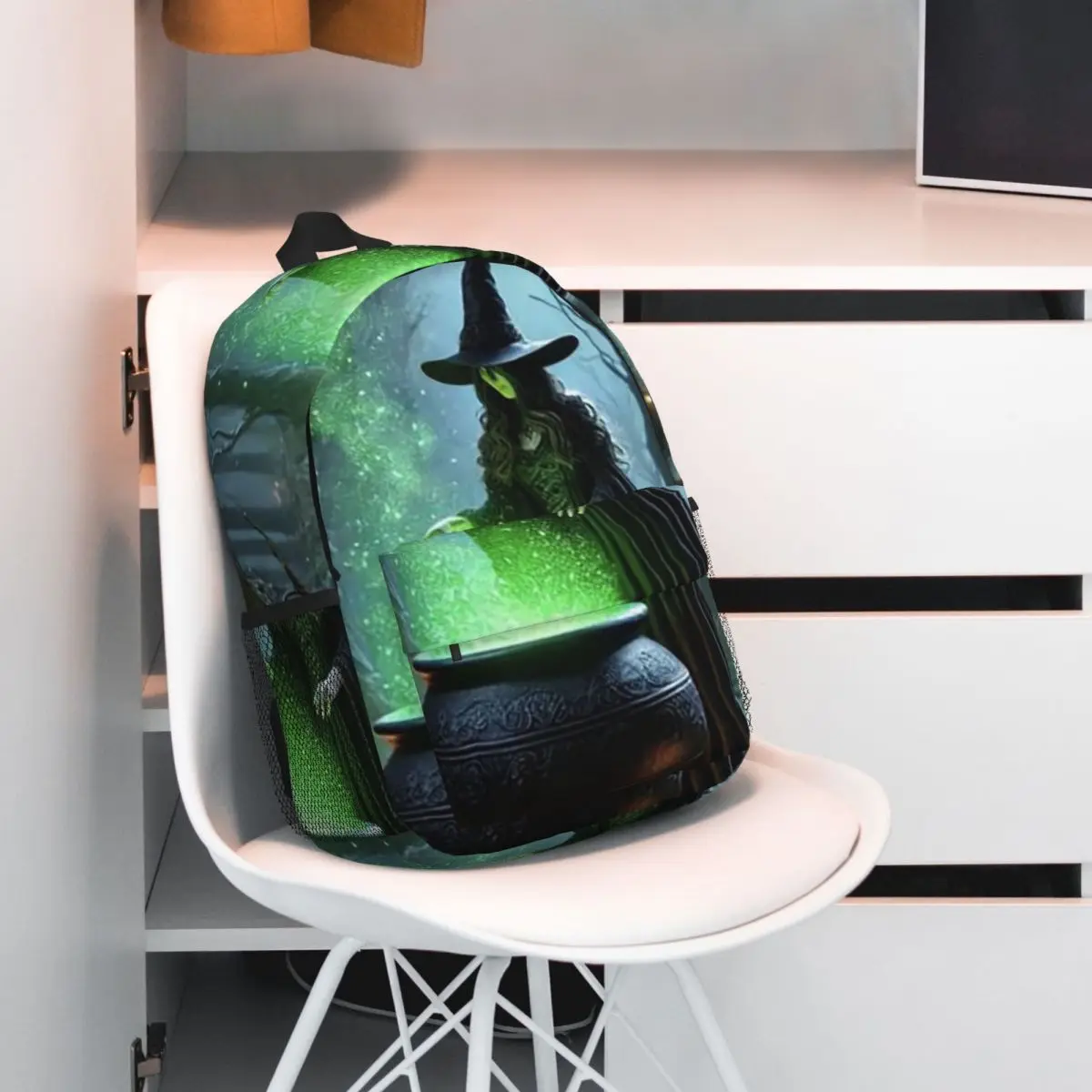 Witch Makes Potions And Black Cat Backpack Student BookBag Children School Bag Laptop Shoulder Bags for Boys Girls