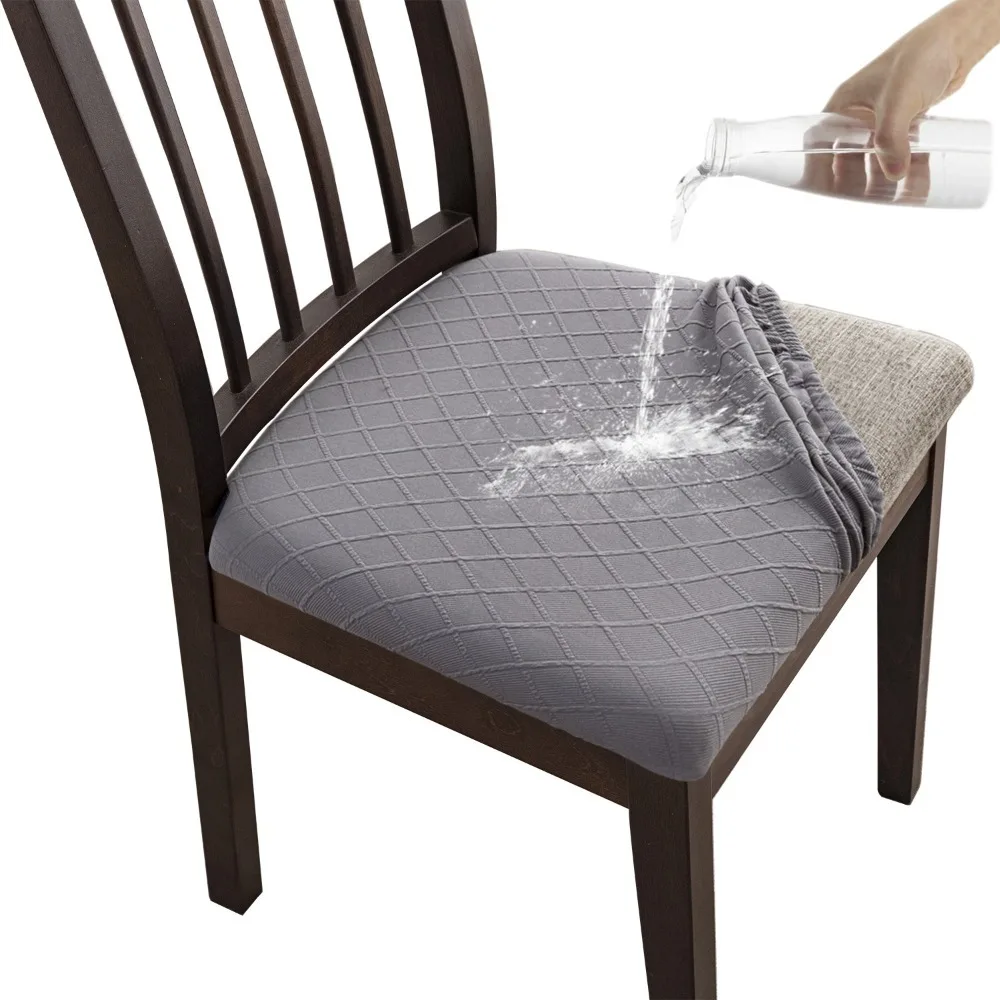 Diamond Pattern Jacquard Dining Chair Cover Set Stretch Seat Cushion Protector for Home Hotel Restaurant
