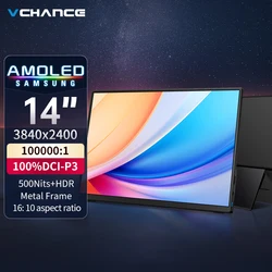 VCHANCE 14'' Portable Oled Monitor 3840x2400 16:10 500Nits HDR Metal Frame Travelling Display for PC Xbox Switch ps5 Macbook