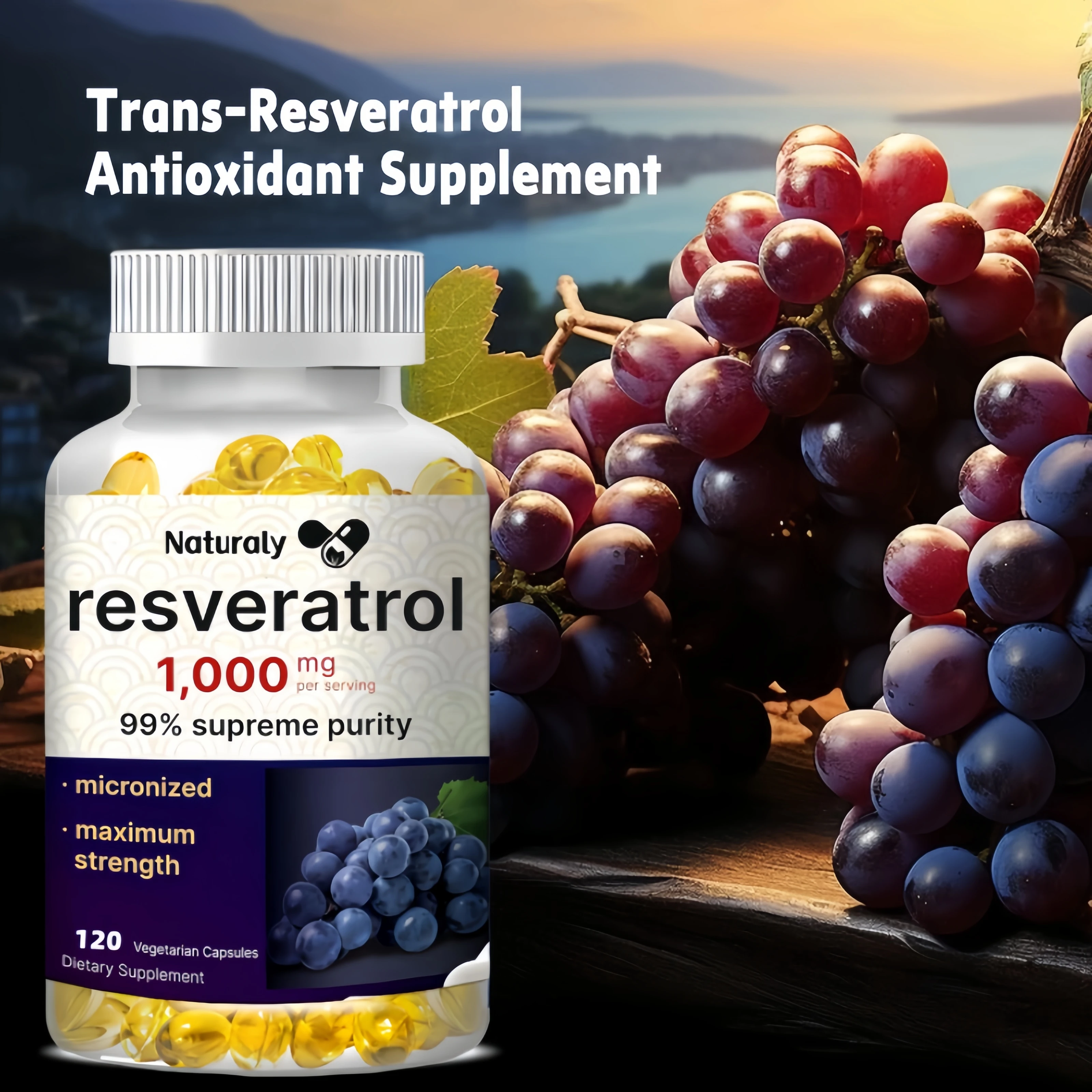 Resveratrol 1000 Mg - Helps Support Digestive Health and Immune System