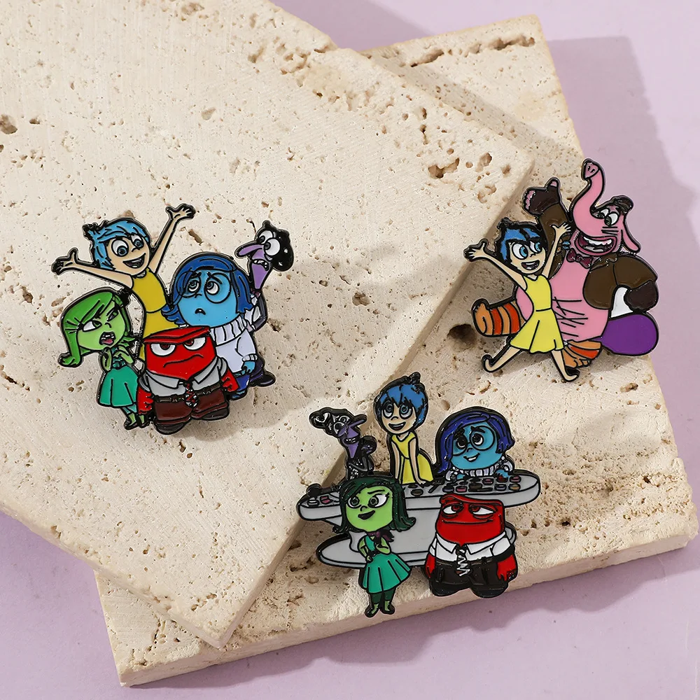 

Disney Inside Out 2 Enamel Brooches Action Anime Figures Joy Fear Anger Disgust Sadness Cartoon Clothing Lapel Pin HalloweenGift