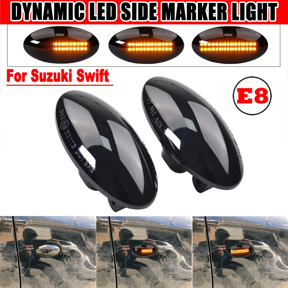 For Suzuki Swift Alto SX4 Jimny Splash Grand Vitara 1Pair LED Turn Signal Side Marker Light Sequential Flashing Dynamic Lamp