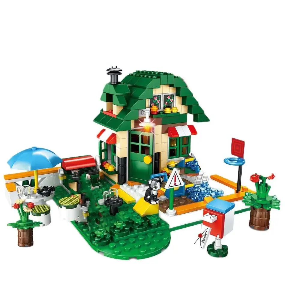 437pcs 2in1 City Cottage Tree House Building Blocks My World Village Architecture Bricks Toys for Children