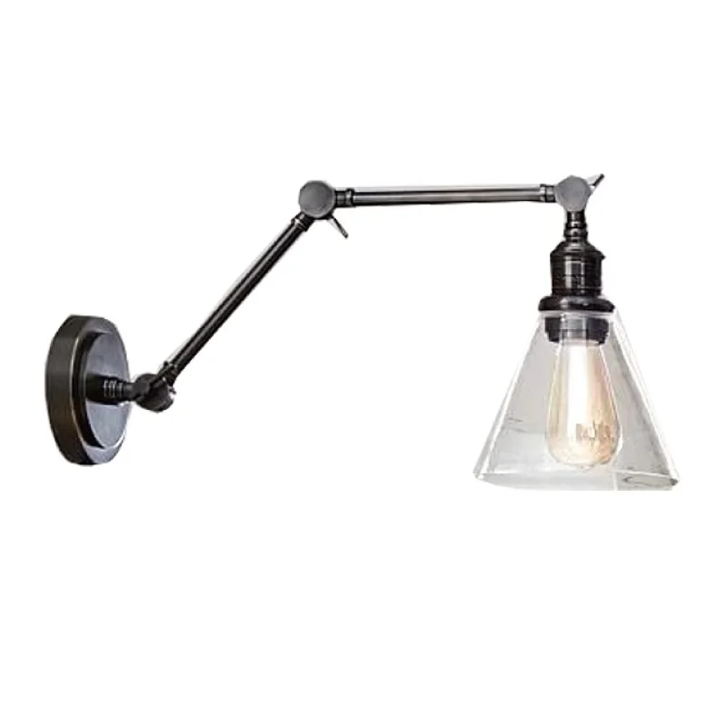 E27 Long Arm Foldable Wall Lamp Study Telescopic Learning Reading Bedside Lamp Modern Simple Bedroom Glass Wall Lamp