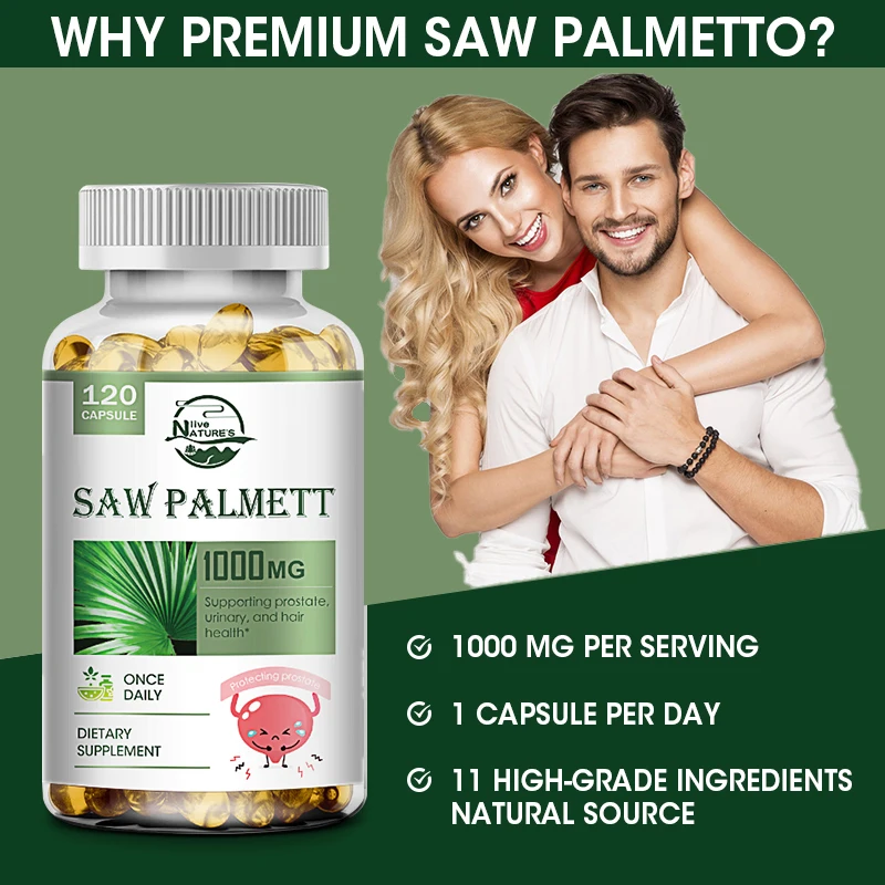 Nature’s live Saw Palmetto Extract 1000mg | 120 Capsules | Prostate Supplement | For Adult