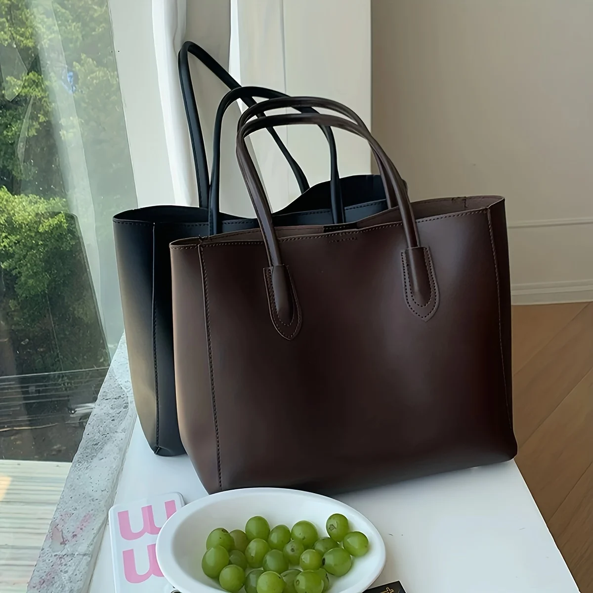 Retro tot bag women 2024 new Korean commuter bag fashion ins large-capacity one-shoulder big tide