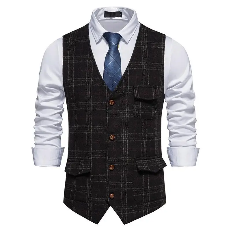 

Large Size Men's Blazer Retro British Woolen Patchwork Vest for Spring Kachiu Inspired Gentleman's Outerwear​