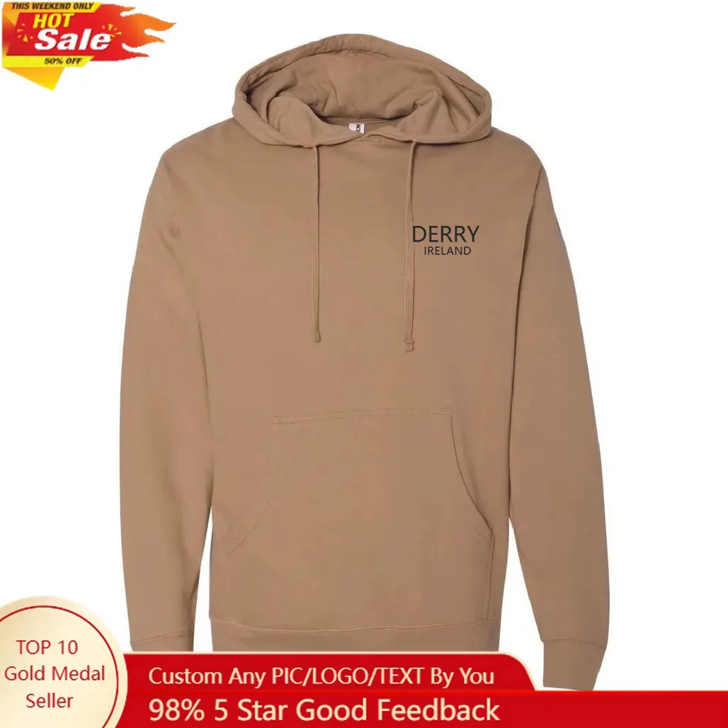 Derry Oversized Soft Pullover Hoodie Man Women Sweatshirt with Pockets Daily Wear Casual Hoodies for Outdoor Work Party