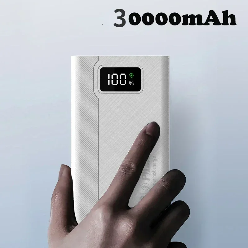 New 100W Super Fast Charging Power Bank 30000mAh 4 USB Powerbank for 14 Powerbank Portable External Battery Charger