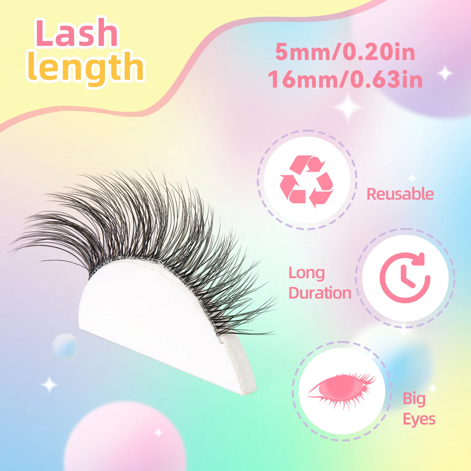 7-Pair Natural False Eyelash Transparent Stem Cross Style Lightweight Manga False Eyelash