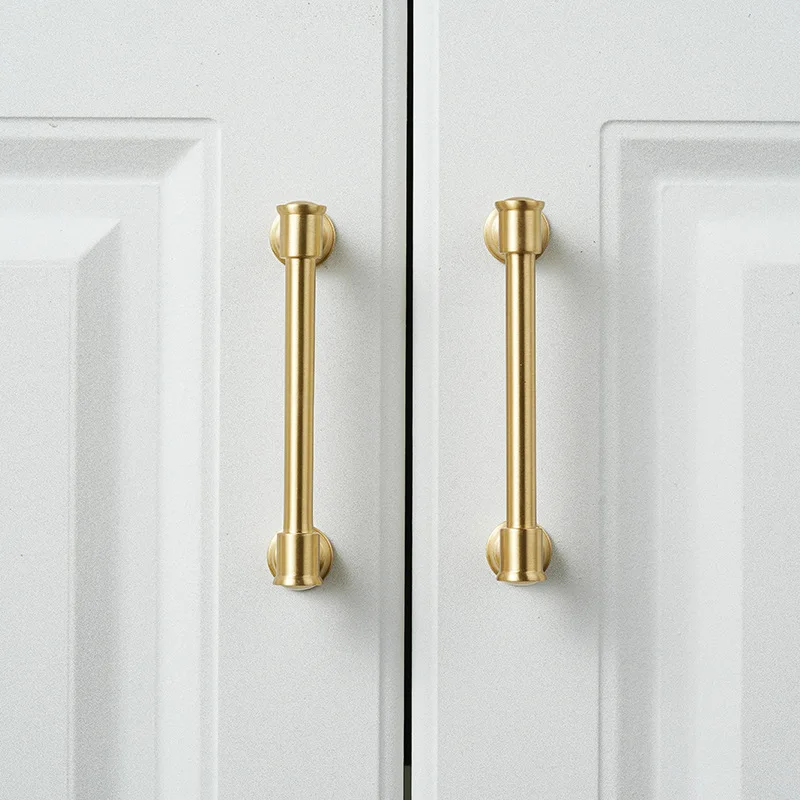 KEDLO Massiver Messinggriff, modern, schlicht, luxuriös, gebürstetes Messing, goldfarben, für Küchenschrank- und Schubladentüren – Detail 6