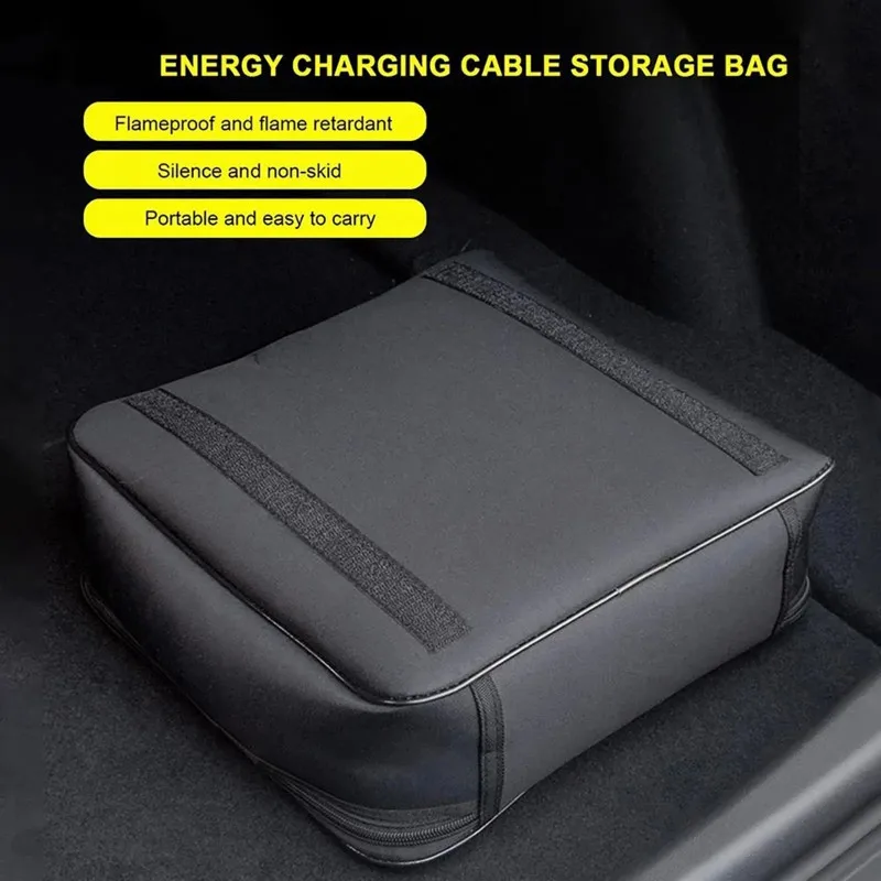 

EV Car Charging Cable Storage Bag For Electric Vehicle Plugs Sockets Waterproof Fire Retardant Equipment Bag