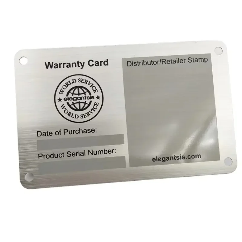 

Custom Stainless Steel Watch Warranty Card Metal Authenticity Card