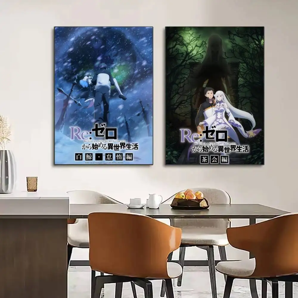 Anime R-ReZERO Starting Life Subaru Rem  Classic Vintage Posters HD Quality Wall Art Retro Posters for Home Room Wall Decor