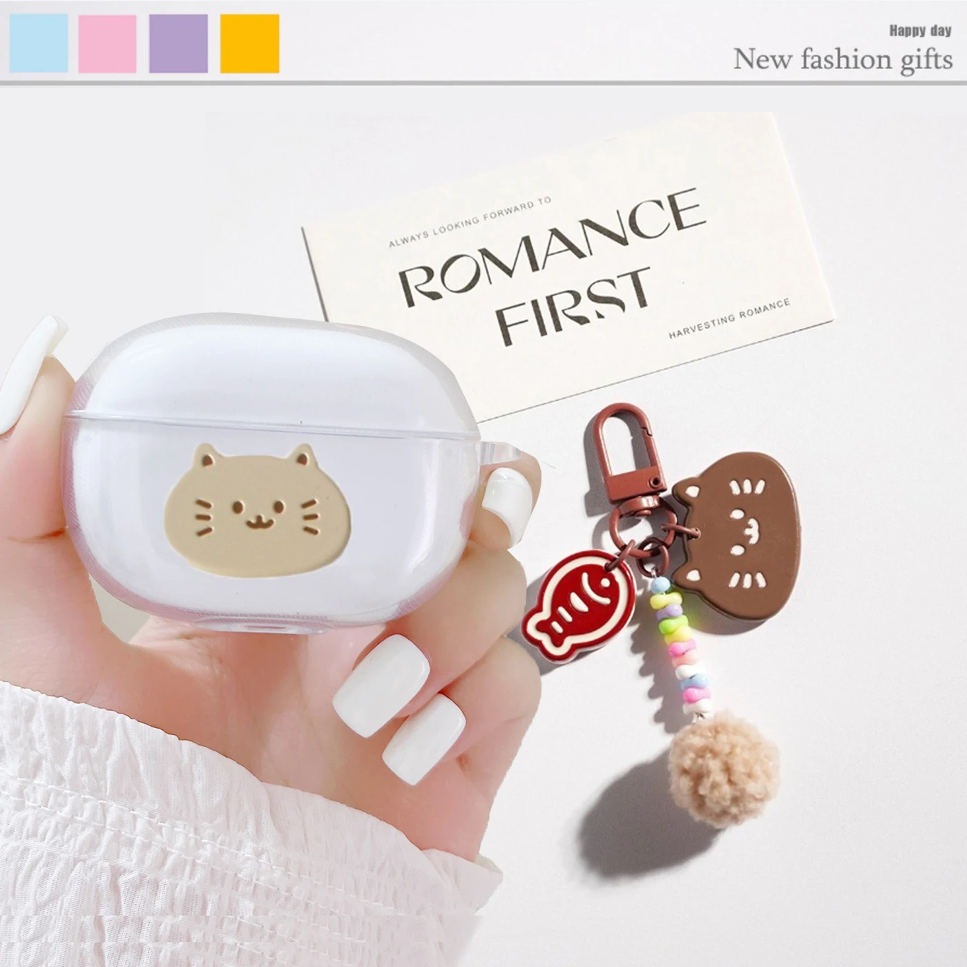 Cute Cat/Fish Case For QCY Crossky C30/C30S T20 HT03 HT07 T17 T8/T8s/T8pro Case For QCY T20 Silicone Earphone Cover view 5