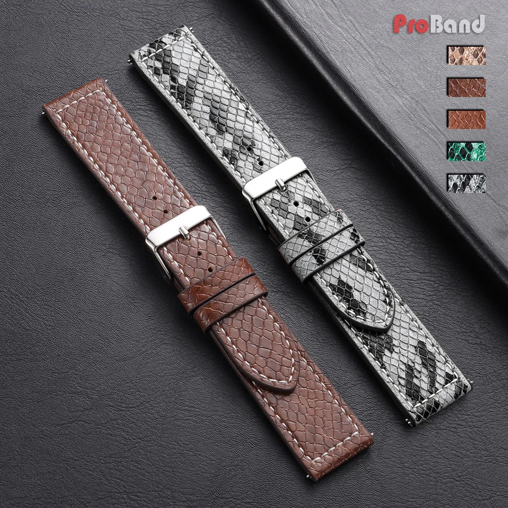 New Snakeskin Cowhide Watch Strap 20mm 22mm Leather Watch Band for Seiko for Omega Universal Replacement Quick Release Wristband