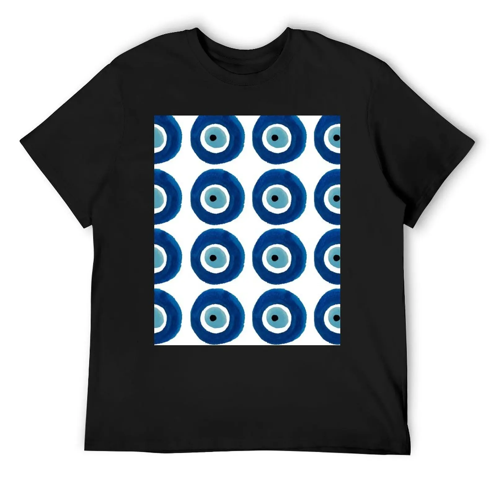 

Watercolor Evil Eye Pattern (Nazar) Dark and Light Blue T-Shirt customs design your own quick drying t shirts men